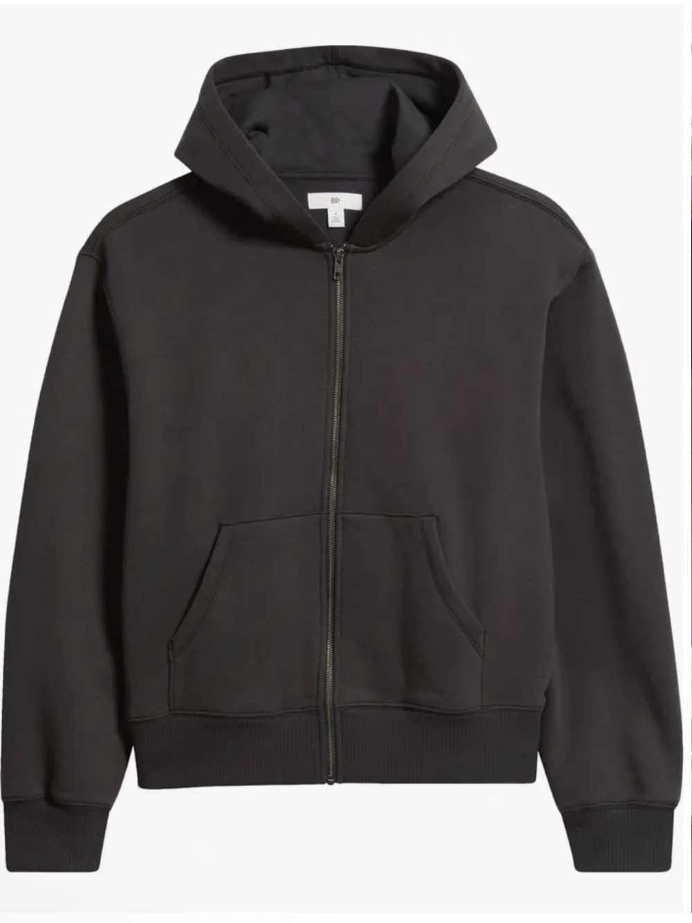 BP. Black Zip-Up Hooded Sweatshirt